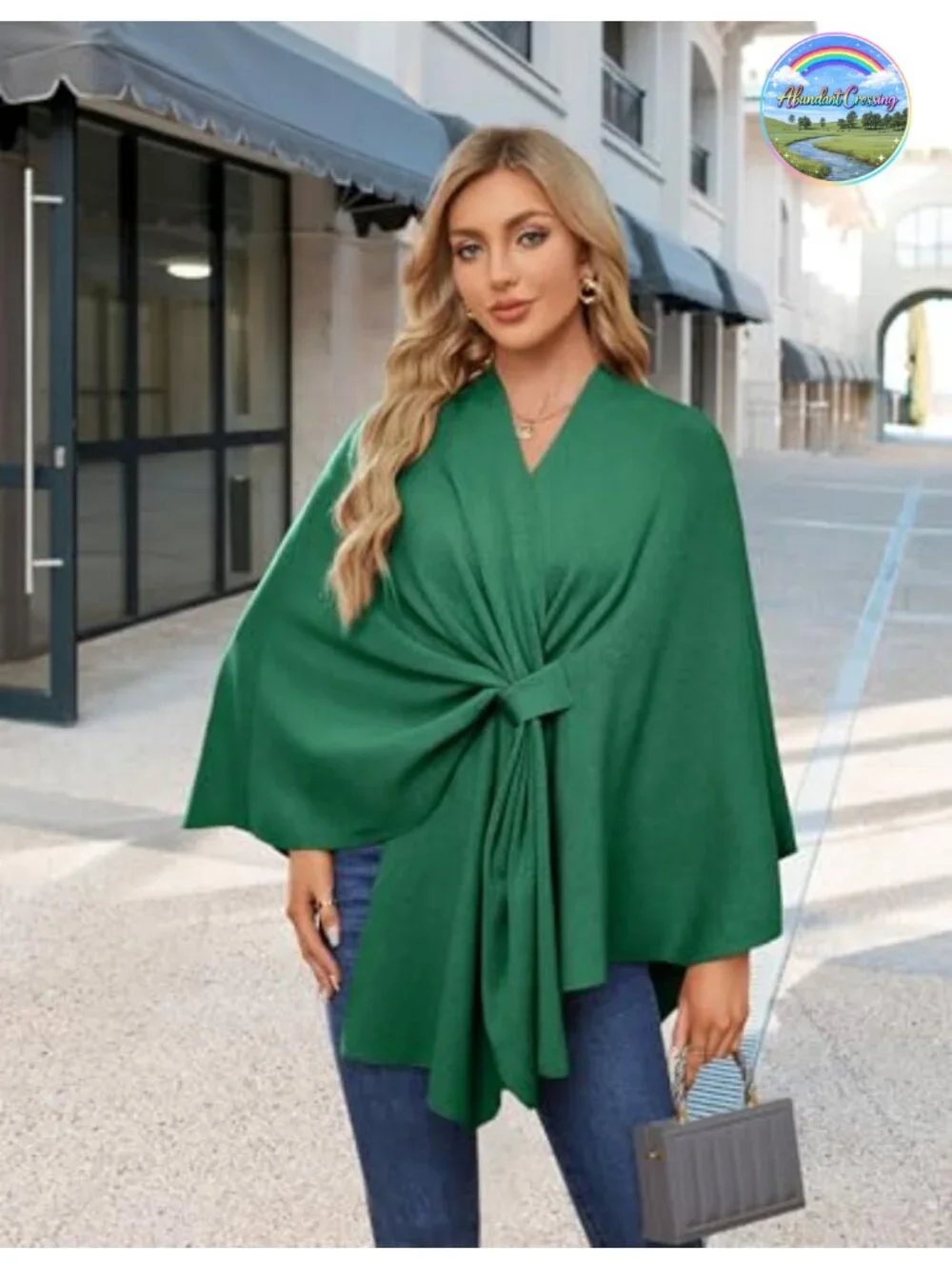 Elegant Open Front Poncho Wrap Shawl Sweater One Size